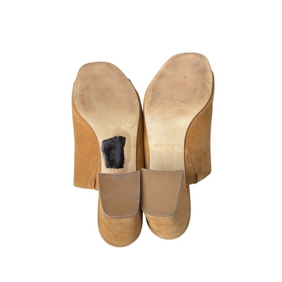 Marc Fisher Heels Slides Mules Open Toes Sandals Womens Size 8.5 Suede Leather - Picture 5 of 12